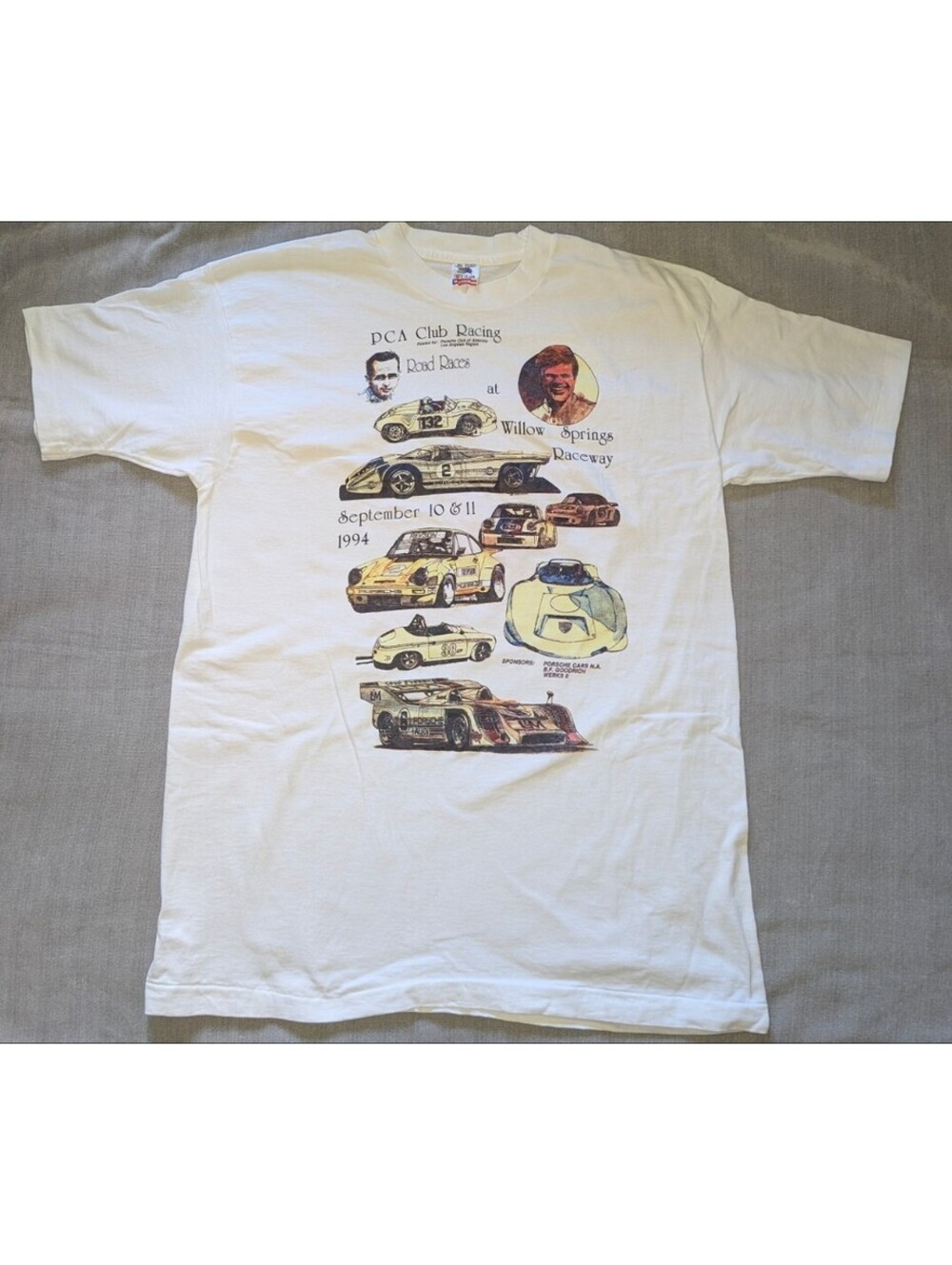 Vtg 1994 Single Stitch Porsche Shirt Willow Springs Donohue Revson Fruit USA XL